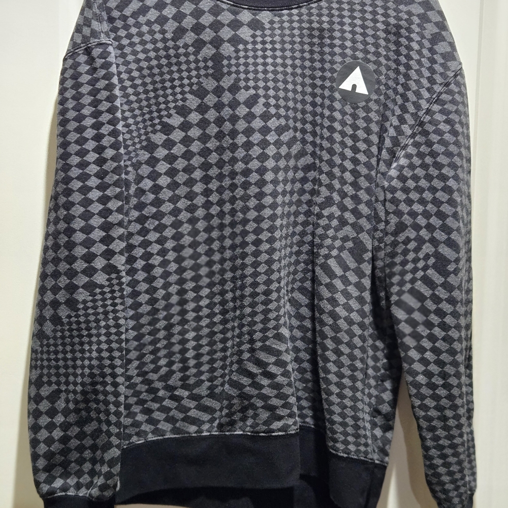 Airwalk Checkered Black and Gray Crewneck Sweat Shirt